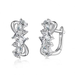 Dylam Luxury Collection S925 <b>Silver</b> Rhodium Plated Women Fine Jewelry Multiple Shape Dress up 5A Cubic Zirconia <b>Hoop</b> Earrings - Product Image 1
