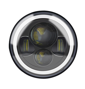 Faro Led redondo H4 DRL, 7 ", Ojo de ángel amarillo y blanco, para <span class=keywords><strong>Jeep</strong></span> Wrangler <span class=keywords><strong>Lada</strong></span> <span class=keywords><strong>Niva</strong></span> 4x4 12V 24V - Product Image 1