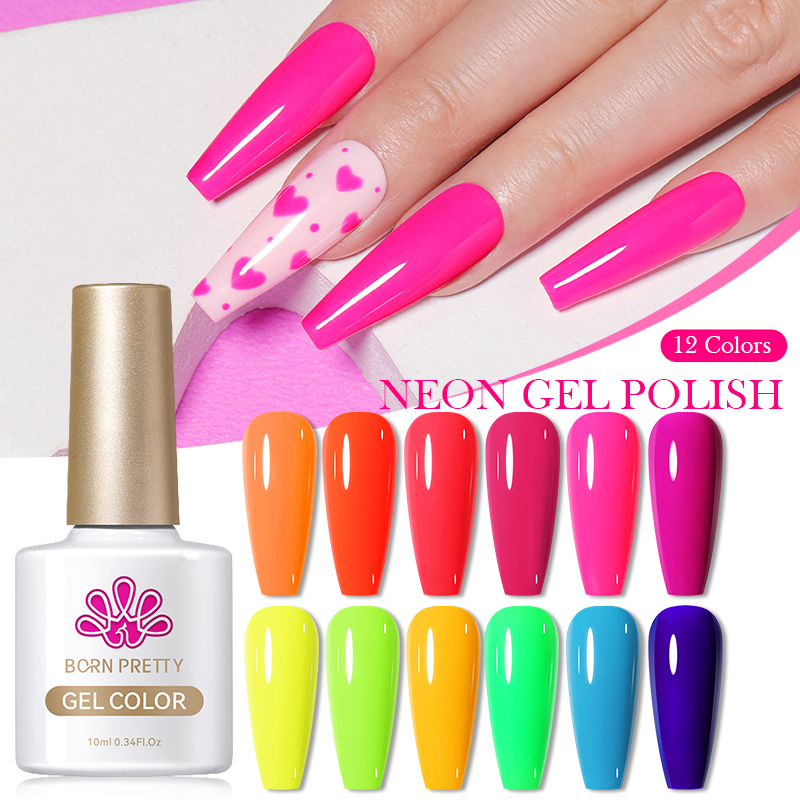 BORN PRETTY 2024 Sommer Farbe Fluoreszenz-Nagellack nicht-toxisch niedriges MOQ OEM gelb grün Neon-Gellack mit Eigenlogo