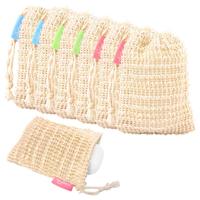 Sac en filet à cordon 100% écologique en coton naturel, jute, chanvre, bambou, sisal, pour économiseur de savon de bain et exfoliant, vente en gros