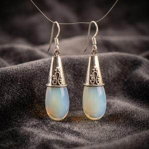 Pendientes de Plata con Ópalo en Forma de Gota de Agua para Mujer, Estilo Vintage, Joyería de Fiesta, Accesorio de Moda - Product Image 3