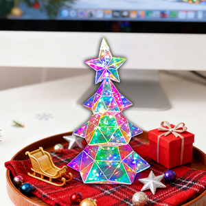 ต้นคริสต์มาสโฮโลแกรม LED ส่องแสงระยิบระยับ ทำมือ เป็นมิตรกับสิ่งแวดล้อม ทันสมัย ขนาด 33 ซม. สำหรับตกแต่งภายในบ้านในช่วงคริสต์มาส ใช้พอร์ต USB - Product Image 3