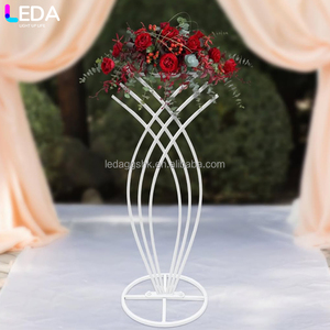LEDA Wedding Event <b>Party</b> <b>Table</b> Decor Modern Gold Stainless Steel Crossed Metal Flower Stand - Product Image 2