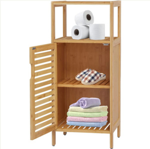 Armoire <span class=keywords><strong>de</strong></span> <span class=keywords><strong>rangement</strong></span> indépendante au sol en <span class=keywords><strong>bambou</strong></span> moderne et simple avec une seule porte pour <span class=keywords><strong>salle</strong></span> <span class=keywords><strong>de</strong></span> <span class=keywords><strong>bain</strong></span>, salon, chambre à coucher - Product Image 3