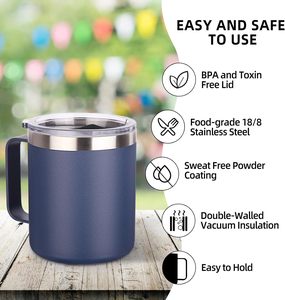 Wholesale 12oz 14oz 20oz Insulated Coffee <b>Mug</b> Stainless Steel Double Wall <b>Thermos</b> <b>Travel</b> Car Beer <b>Mug</b> Vacuum Tumbler with Handle - Product Image 5