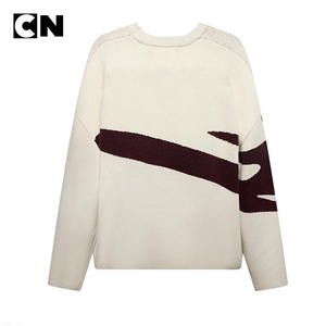 ผู้ผลิตเสื้อสเวตเตอร์ที่ได้รับการรับรอง GRS รับทำโลโก้ตามสั่ง เสื้อสเวตเตอร์ผู้ชาย ผ้าอะคริลิกผสมโพลีเอสเตอร์ ลายแจ็คการ์ด คอกลม ถักแบบพูลโอเวอร์ - Product Image 3