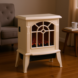 Chimenea Eléctrica con Calefactor de 18 Pulgadas, Llamas LED Blancas Crema, 750W/1500W, Protección Contra Sobrecalentamiento, Uso Doméstico Independiente - Product Image 2