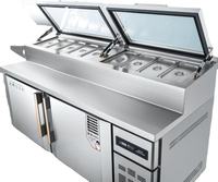 Table de préparation réfrigérée pour pizzas et sandwichs, comptoir commercial, réfrigérateur à salades, équipement de réfrigération pour salades - Vente directe usine