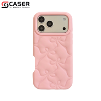 Coque de téléphone antichoc en silicone souple avec nœud 3D, design mignon et pur, sensation douce pour la peau, style Kawaii, pour iPhone 17/16/15