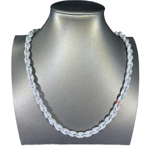 Collier cubain en moissanite couleur or rose, chaîne à maillons micro-pavés, bijoux en argent pour hommes - Product Image 1