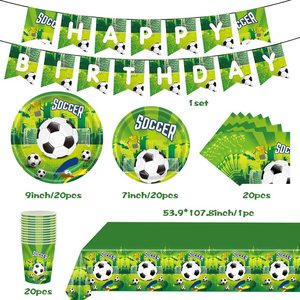 Forniture per feste di <span class=keywords><strong>calcio</strong></span> per 20 ospiti tema <span class=keywords><strong>calcio</strong></span> Set di stoviglie di compleanno decorazioni per la tavola bomboniere piatti di carta tovaglioli forchette - Product Image 2