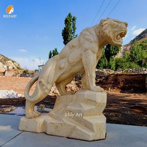 Escultura de estatua de tigre de mármol tallada a mano de tamaño natural MILY para decoración al aire libre - Product Image 6