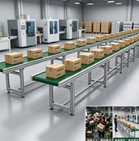 Convoyeur horizontal sur mesure en acier inoxydable à 2 niveaux avec cadre en profilé aluminium, ligne d'assemblage mobile, vitesse réglable, transport