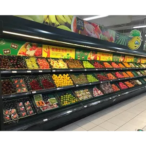 Réfrigérateur ouvert réfrigéré de fruits et légumes de Multideck de congélateur de réfrigérateur de supermarché