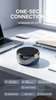 Mini haut-parleur portable en métal BS01 sans fil BT5.0 5W avec subwoofer stéréo 3D, prise en charge AUX, carte TF, contrôle par application, pour la maison, l'extérieur et les voyages