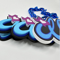 Collier en plastique doré brillant surdimensionné personnalisé pour les fans de sport, fans multicolores en mousse EVA multicouches, chaînes pour les fans