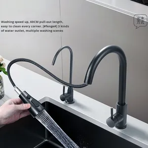 Rubinetto da <span class=keywords><strong>Cucina</strong></span> in Nichel Spazzolato di Alta Qualità con Spruzzatore, Miscelatore Monocomando Estraibile in Acciaio Inox - Product Image 3