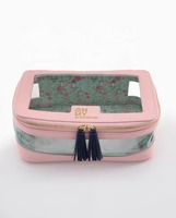 Étui de rangement de luxe rose pour Mahjong américain moderne avec fenêtre transparente, sac de transport et organisateur pour Mahjong, cadeau de fête