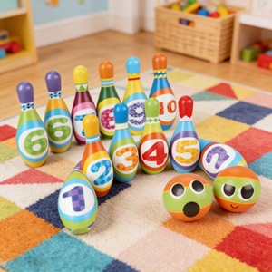 Ensemble de mini-bowling <span class=keywords><strong>en</strong></span> <span class=keywords><strong>mousse</strong></span> PU souple pour enfants, durable, portable, pour l'intérieur et l'extérieur, avec quilles et balles, jouet pour débutants, cadeau d'anniversaire - Product Image 1