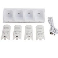 Chargeur de station d'accueil pour manette de jeu 4 ports avec batterie pour télécommande de console de jeu Wii