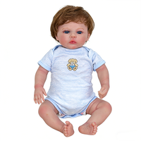 Poupée Reborn garçon réaliste de 18 pouces, mignonne, avec des yeux bleus ouverts et de longs cils