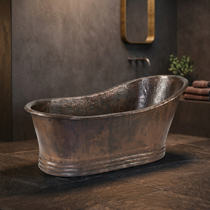 Bañera Ovalada de Cobre Independiente, Hecha a Mano, de Lujo, para Interiores, para Uso en el Hogar, Hotel, Baño, Adultos, con Tapa, IndiaCopper-I H - Product Image 1