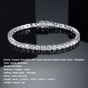 Pulseras de Tenis de Cobre Chapado en Rodio de 6 a 8.5 Pulgadas, Circonita Cúbica de 5 mm, Clásicas y Modernas, Unisex, Variantes de 6.5 a 8 Pulgadas - Product Image 3