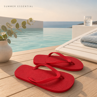 Tongs rouges antidérapantes en PE de qualité supérieure, écologiques, à bout ouvert, avec logo personnalisé, certifiées OEM BSCI REACH CE, vente en gros directe usine