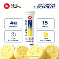 Comprimés effervescents électrolytiques à marque privée OEM, 15 unités, saveur citron, hydratation rapide, nutrition sportive, récupération énergétique, personnalisable