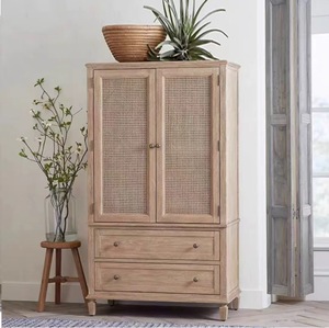 Commode vintage de style campagnard américain en bois massif, meuble de rangement simple en chêne ou en bois naturel pour chambre à coucher ou salon - Product Image 5