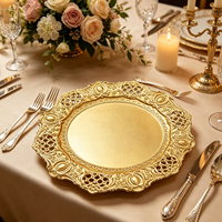 Assiettes de Présentation Empilables en Plastique PP Doré Filigrané, Découpées en Treillis, Style Américain, Idéales pour Fêtes, Mariages et Banquets – Vente Chaude