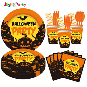 Halloween lâu đài chủ đề giấy dùng một lần Bộ đồ ăn kỳ nghỉ bên Bộ đồ ăn thiết lập với tấm mô ly dao nĩa muỗng rơm - Product Image 5