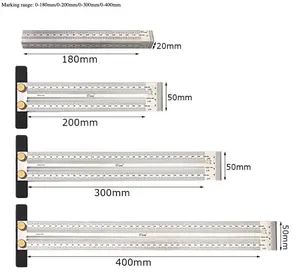 Regla de escala de agujero de corte de línea tipo T de alta precisión L-HT96, medidor de marcado de acero inoxidable para bricolaje, carpintería, carpintero - Product Image 1