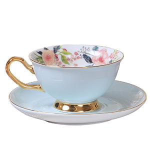Taza de té Royal Classic, platillo decorativo con flor interior, hueso dorado, China, para fiesta familiar - Product Image 3