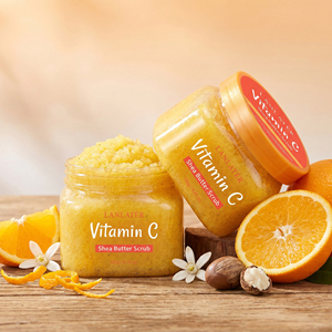 Exfoliante Corporal de Manteca de Karité y Naranja de Marca Privada OEM ODM, Exfoliante Corporal Blanqueador e Iluminador para Piel Muerta - Product Image 1