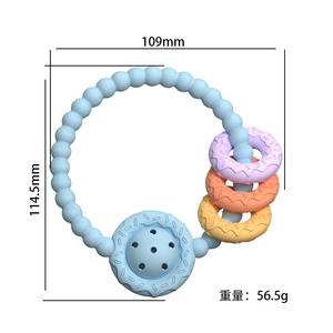 Juguete sonajero de silicona para bebés de 0 a 3 años, mordedor de hoja de Animal de ballena masticable calmante, mordida de goma de madera - Product Image 5