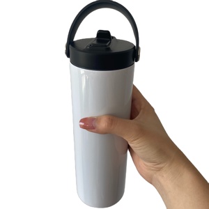 Botella de agua deportiva de 20oz con sublimación de almacén de EE. UU. con tapa de rosca de tornillo de paja abatible del mismo ancho desde arriba y hacia abajo para impresión en caliente - Product Image 1