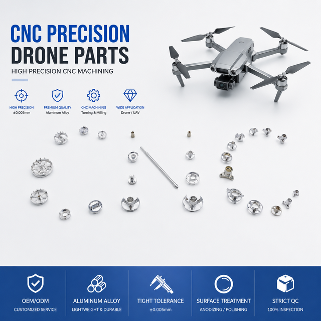 Custom UAV Spare Parts Swiss CNC Machining Service Manufacturer Aluminum Drones Components Drone Motor Shaft