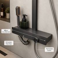 En gros Ensemble de douche gris pour appartement et hôtel, Robinet thermostatique, Jet pluie doux et fonction pause, Ensemble complet pour salle de bain avec commande à touches piano