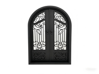 Porte double en fer forgé sur mesure, moderne et décorative pour l'extérieur, idéale pour appartement, chambre, entrée d'hôtel - Fabricant OEM