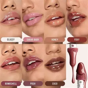 Gloss à lèvres végétalien mat en gros, repulpeur de lèvres longue tenue, waterproof, non-collant, hydratant, brillant nude, tendance - Product Image 5