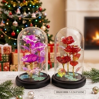 Boules en verre LED avec fleurs rouges pour la décoration de mariage et la décoration de la maison