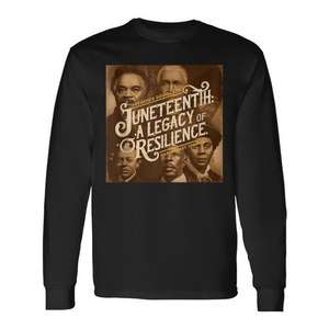 Camiseta de manga larga Juneteenth Legacy Resilience, diseño histórico de 1865, color negro - Product Image 1