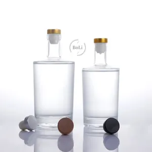 Botellas de licor de vino de etiqueta azul botella de vidrio de licores para Vodka Gin whisky 450mL 500ml 700ml bebida alcohólica