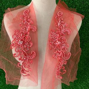 2022 New <strong>Heavy</strong> Industry Beads Three-dimensional Flower Mesh Embroidery Voile <strong>Fabric</strong> Paste <strong>Lace</strong> Patch for Wedding Dress - Product Image 6