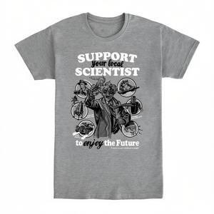 T-shirt « Soutenez votre scientifique local » gris unisexe, t-shirt promotionnel - Product Image 2