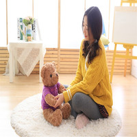 Peluche ours en peluche en tricot avec fourrure bouclée, poupée en peluche pour enfants et bébés, cadeau doux pour la Saint-Valentin et les anniversaires