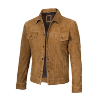 Veste en daim pour homme avec logo personnalisé, fermeture à boutons, poches poitrine, style vintage, vêtement d'extérieur décontracté