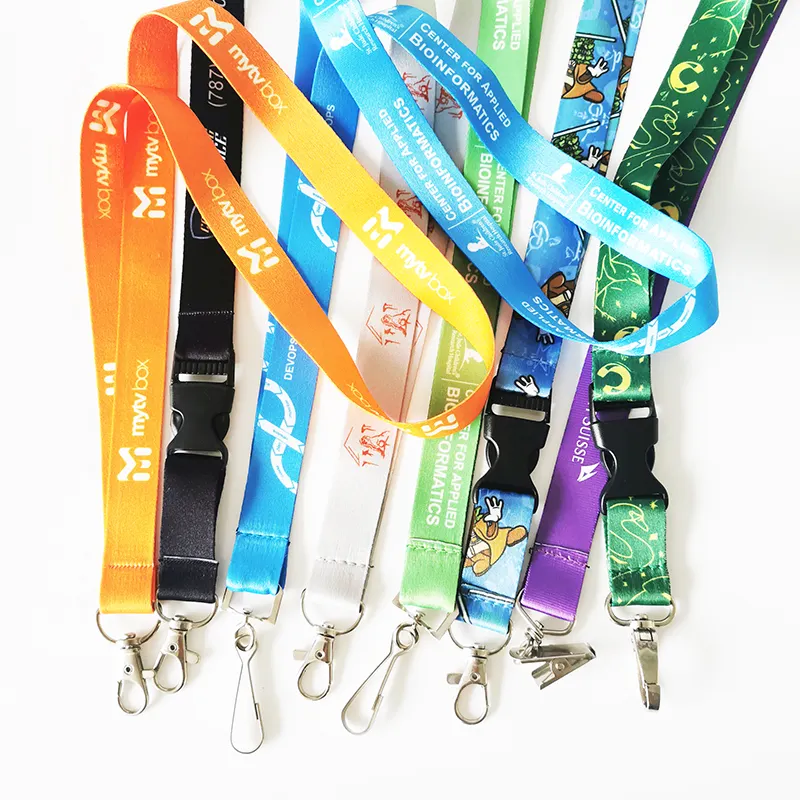 Desain OEM Sublimasi Poliester Nilon Polos Murah Logo Kustom Dicetak Lanyard