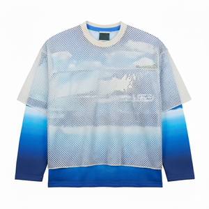 T-shirts à manches longues superposés en maille originale, impression par sublimation intégrale personnalisée, streetwear, t-shirts à manches longues - Product Image 1